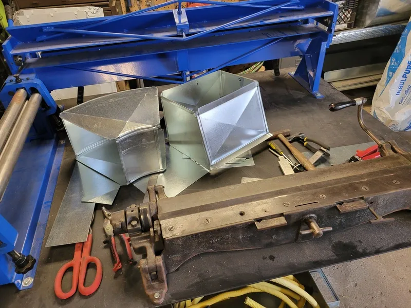 Custom-fabricated rectangular duct transition and fittings